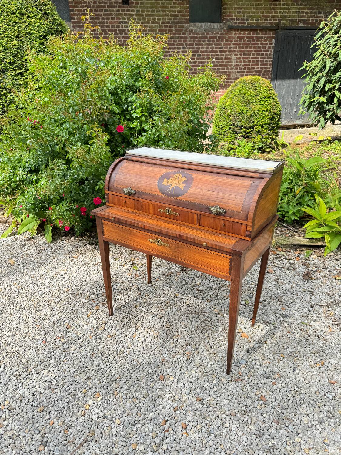 Vassou Jean Baptiste Cylinder Desk In Marquetry Louis XVI Period XVIII Eme Century