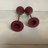 Pair of vintage burgundy candlesticks