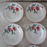 12 plates old flat and hollow HBCM Creil Montereau Luxeuil carnations