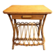 Bedside table magazine rack rattan and bamboo vintage 1960/1970.