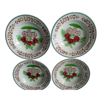 4 assiettes creuse en faience de Digoin Sarreguemines