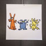 Illustration by Keith Haring - 'Animals' series - 7/12