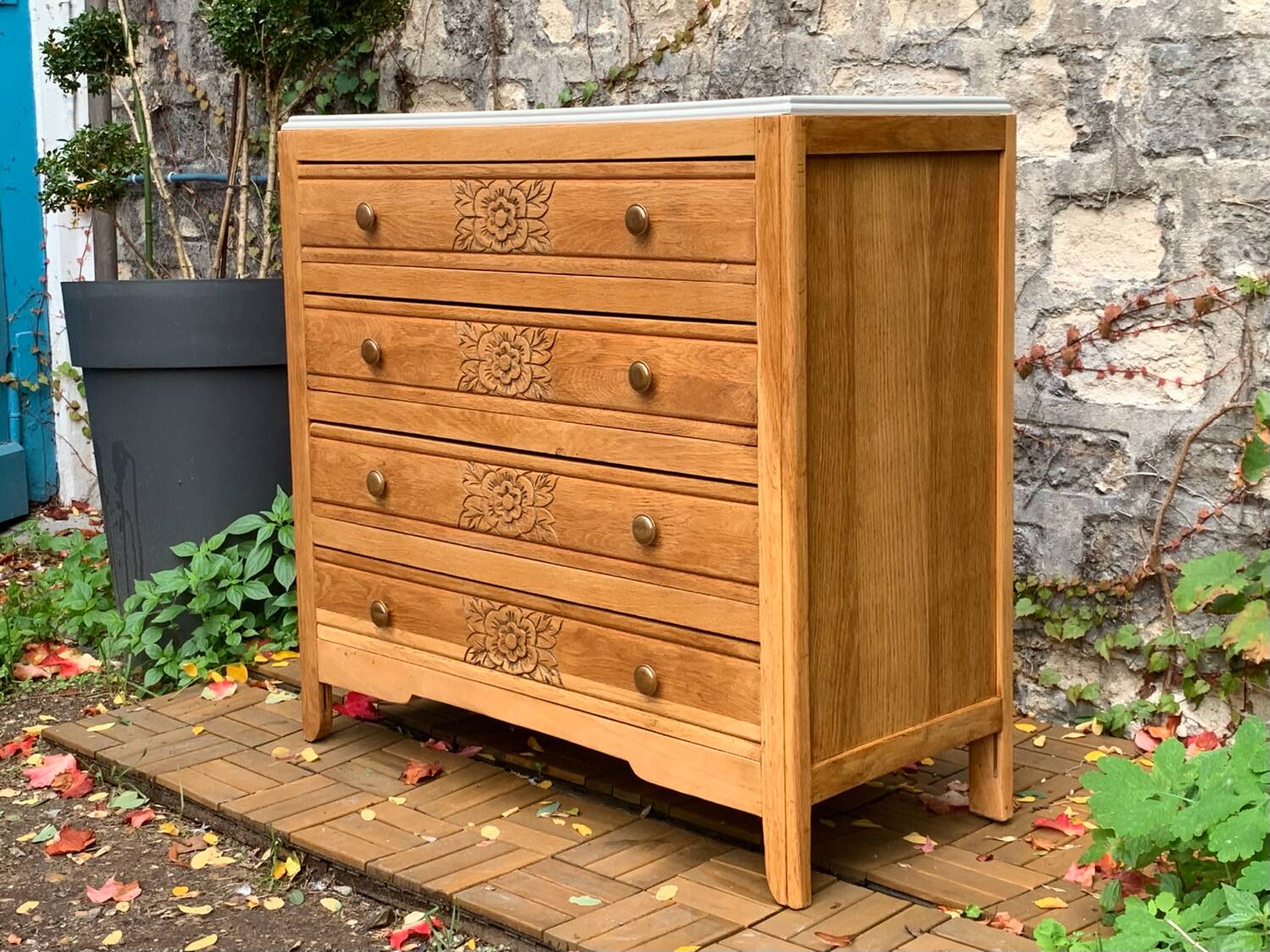Art deco raw oak chest of drawers 1930
