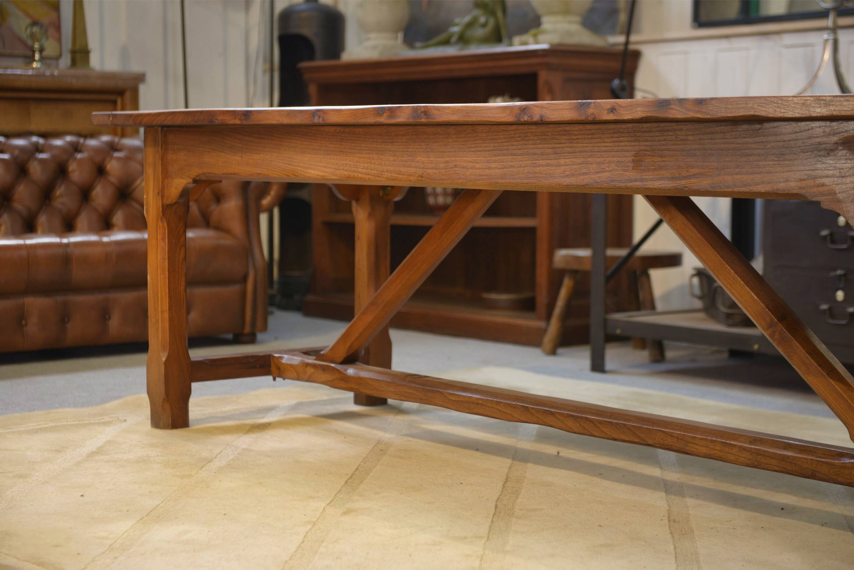 Grande table de ferme en orme massif 1950’s