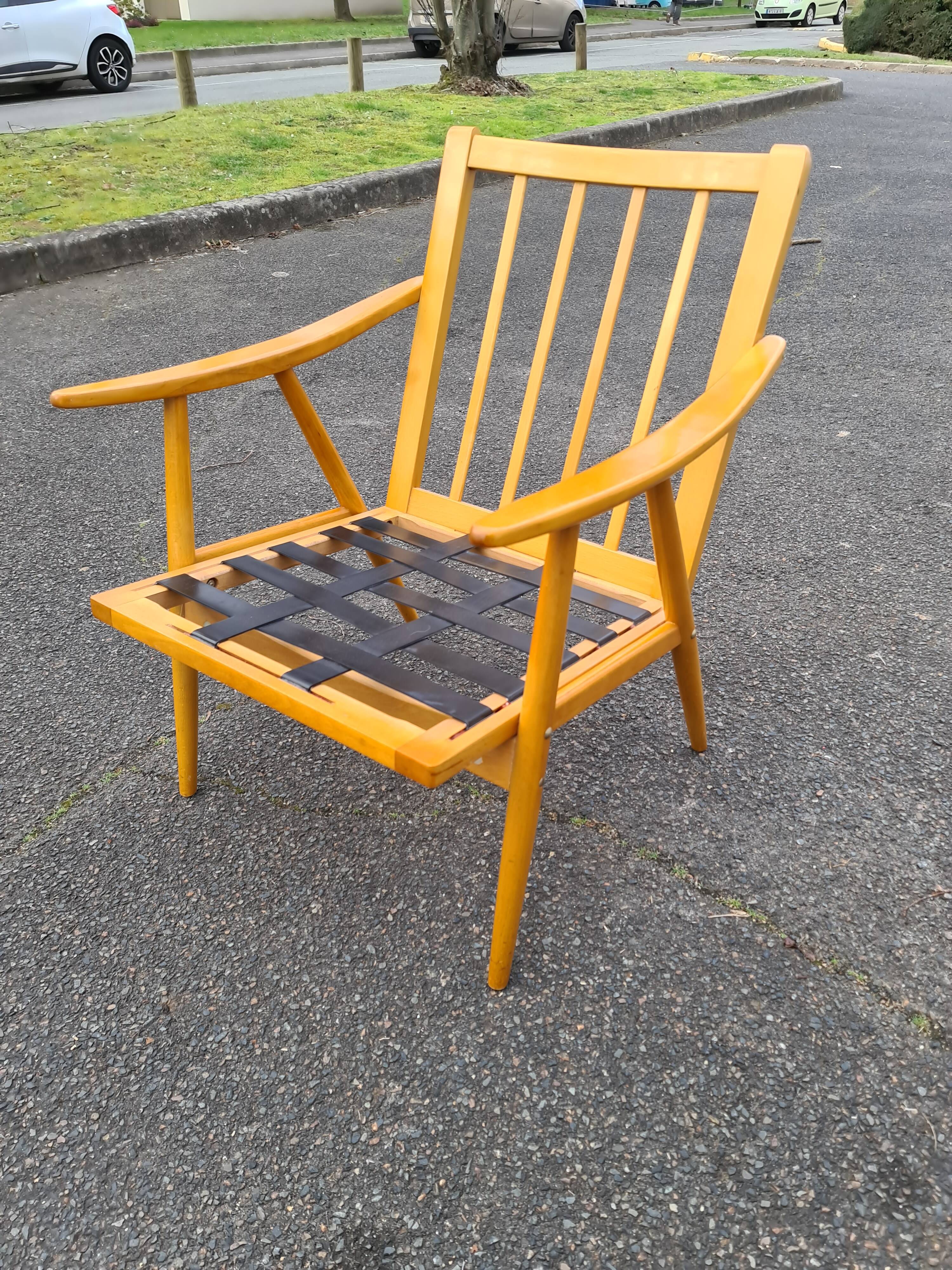 Fauteuil scandinave "Boomerang" Thonet 1950/60