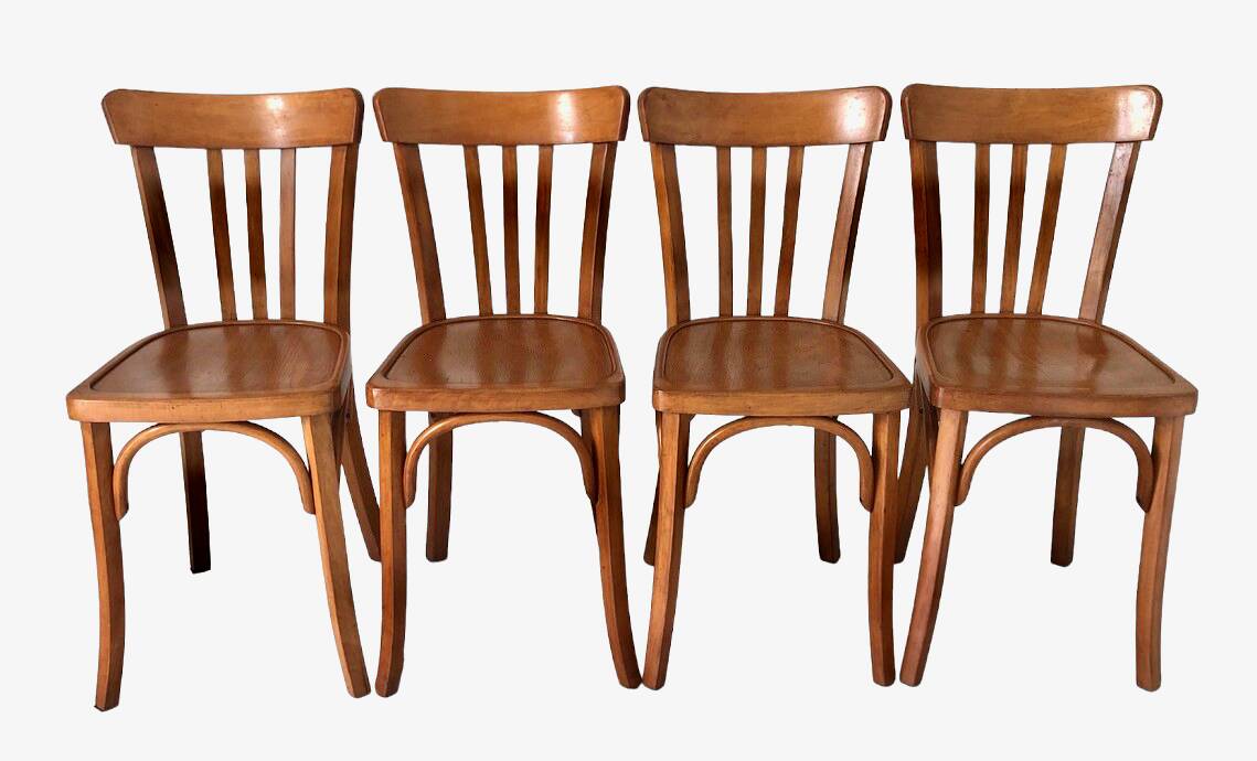 4 chaises bistrot années 50 type Baumann