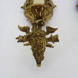 Vintage pair of 1950s gilt brass wall sconces