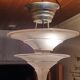 Art Deco chandelier in bronze and silvered brass double sink in opalescent glass