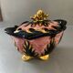 Signed pink gold ceramic candy dish