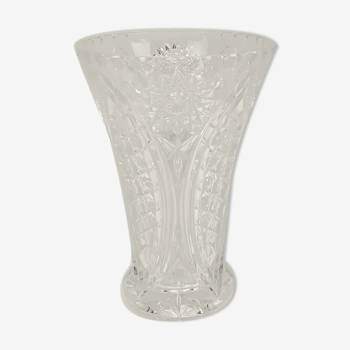 Vase en cristal transparent déco en relief 21 cm