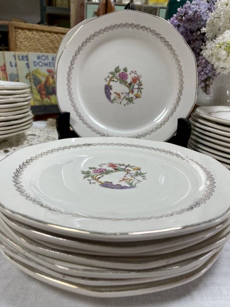 Set of 8 dessert plates Digoin & Sarreguemines Nanteuil