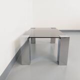 Vintage Italian coffee table Cidue in smoked glass and chrome metal from the 70s