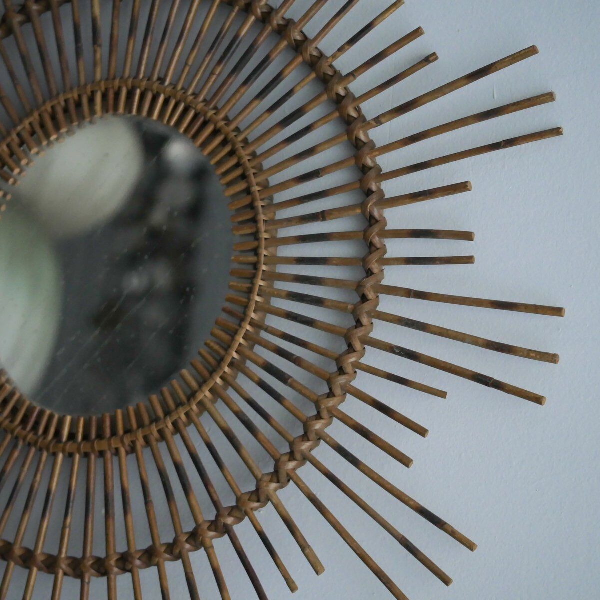 Vintage Sun mirror in wicker, Italy, 1960s