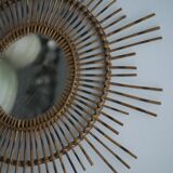 Vintage Sun mirror in wicker, Italy, 1960s
