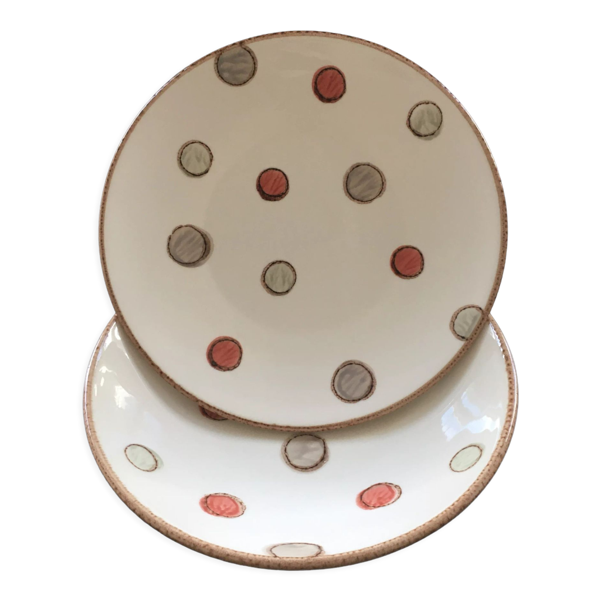 Set of 2 polka dot decor plates