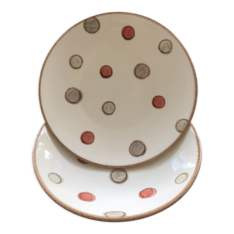 Set of 2 polka dot decor plates