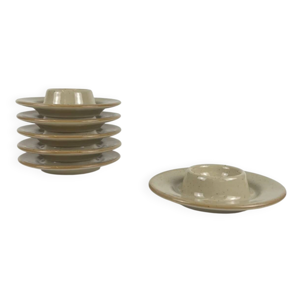 Set de 6 coquetiers en céramique moucheté beige