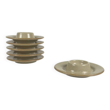 Set de 6 coquetiers en céramique moucheté beige