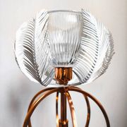 Lampe italienne en métal cuivré et verre cristal, style Hollywood Regency