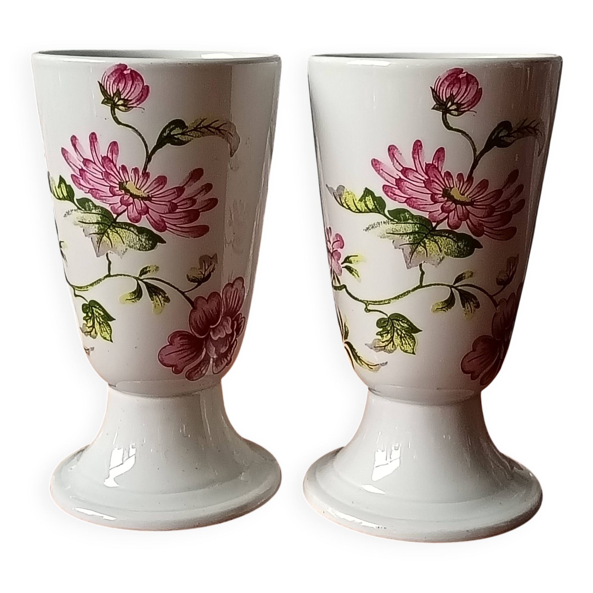 4 mazagrans vintage avec décor floral, tasses à café rustique