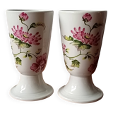 4 mazagrans vintage avec décor floral, tasses à café rustique