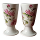 4 vintage mazagrans with floral decoration, rustic coffee cups