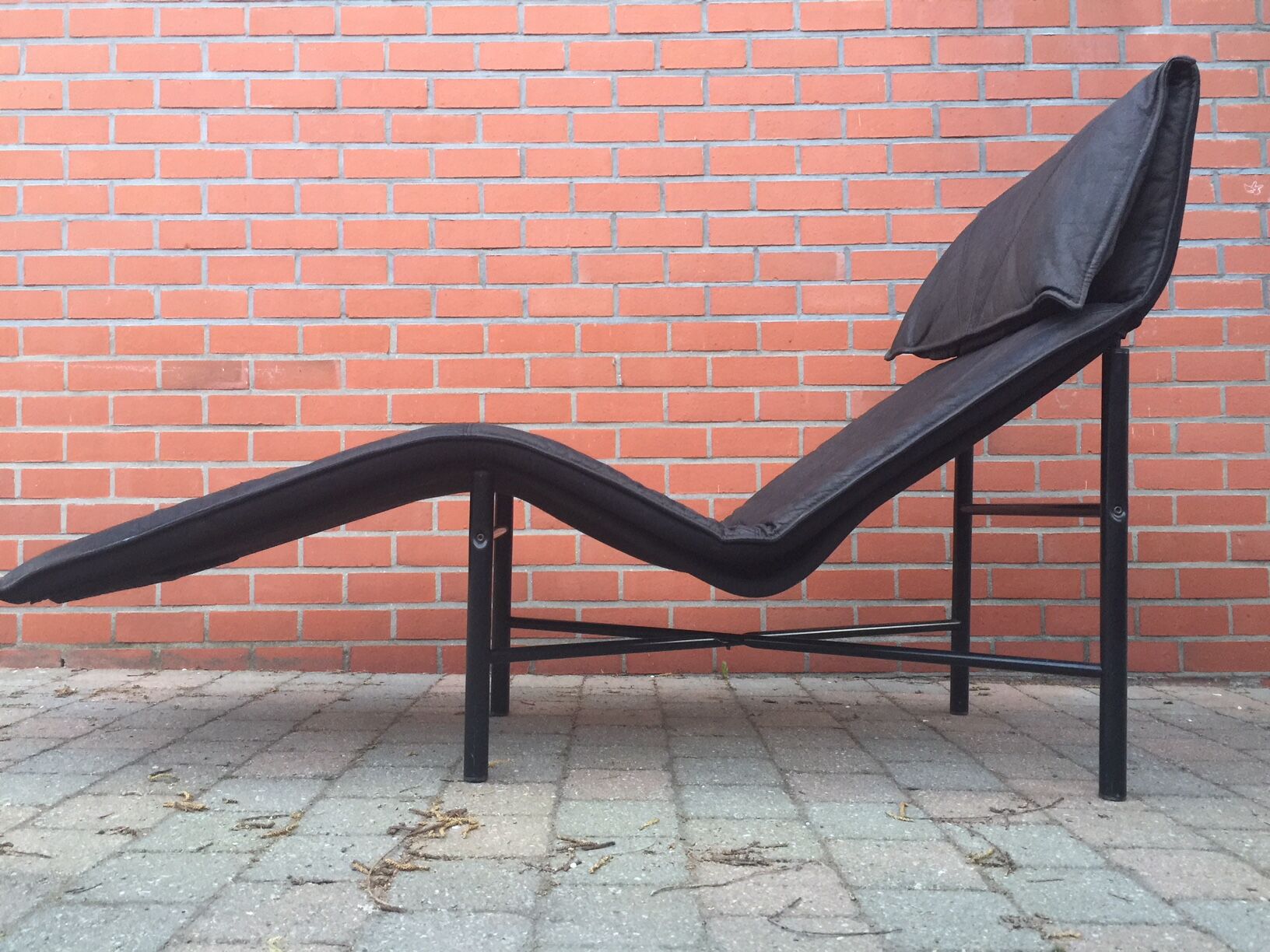 Leather lounge chair  by wrong Björklund  1980 s