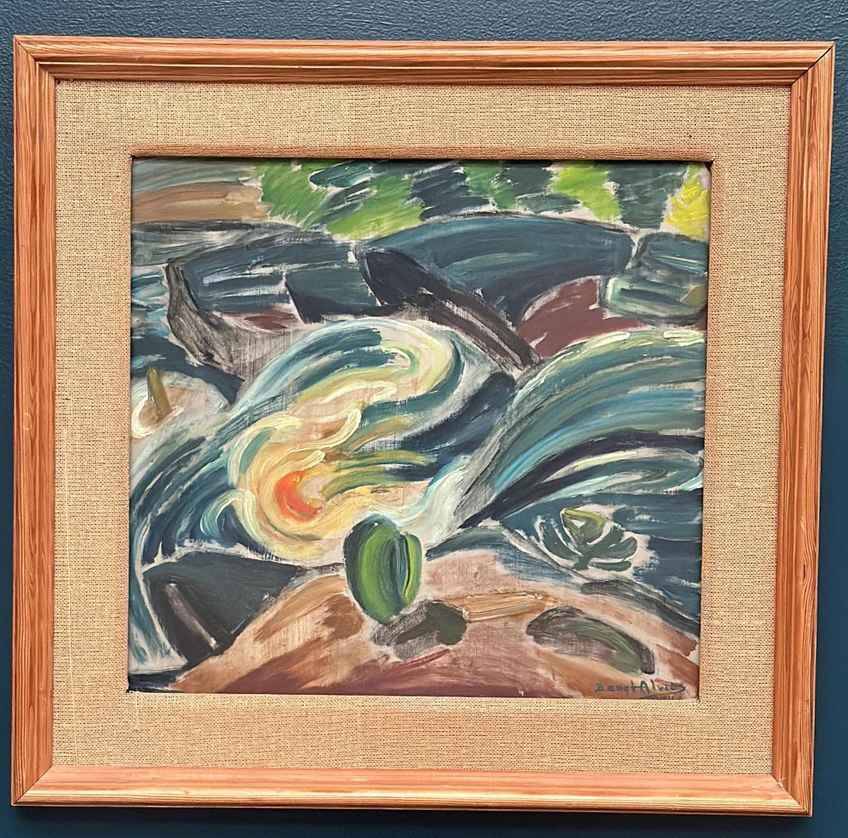 Original Swedish Oil On Panel – “Composition” By Bengt Alwö – Vintage & Framed 62 × 60 Cm (24.4" × 23.6")
