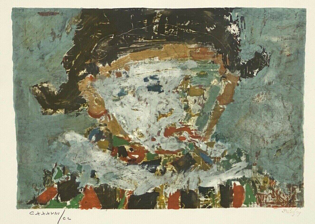 Lithograph countersigned by Jean Pougny Harlequin white mask 20th century