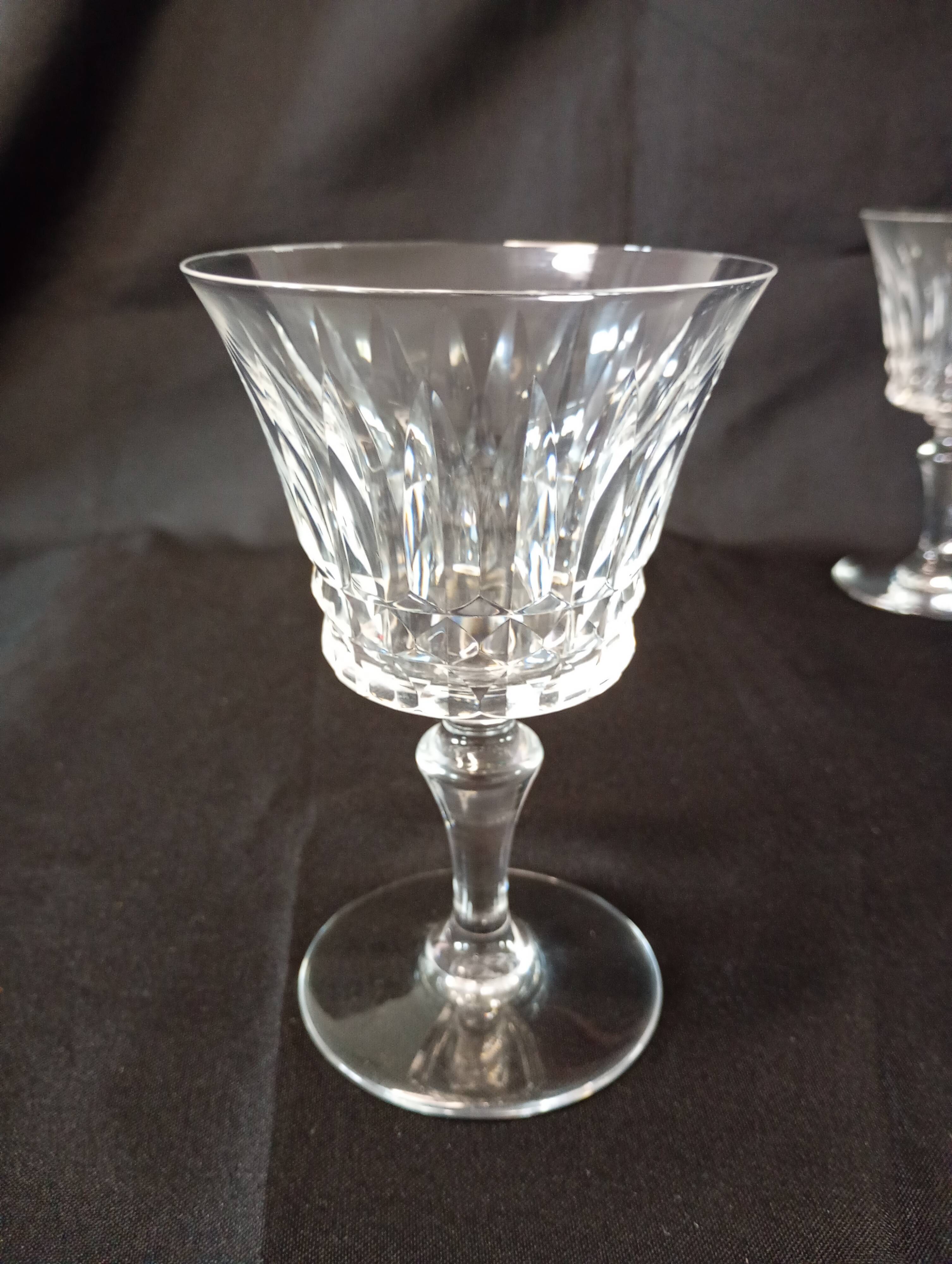 Set of 12 Baccarat Piccadilly Cut Crystal Red Wine Goblets