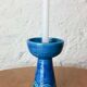 1970s blue ceramic candlestick