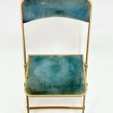 Ancien paire de chaises pliantes chaisor - métal & velours - vintage 60's 70's