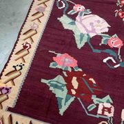 Romanian old carpet bessarabian handmade 207cm x 304cm 1960s