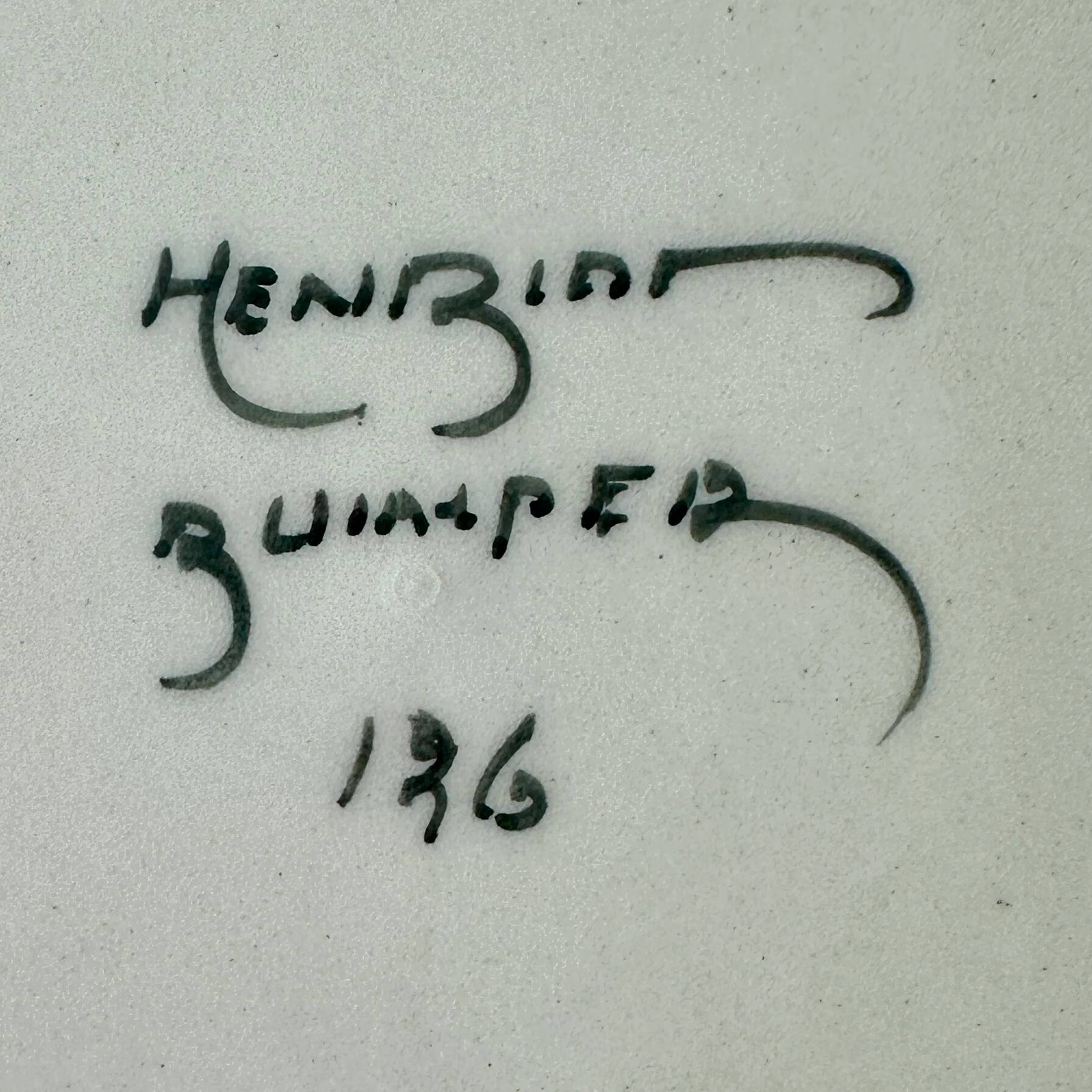 Henriot Quimper Breton earthenware plate – green-yellow-orange geometric pattern – Ø 24 cm