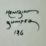 Henriot Quimper Breton earthenware plate – green-yellow-orange geometric pattern – Ø 24 cm