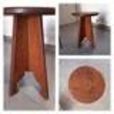 Tabouret ancien en chêne massif art populaire