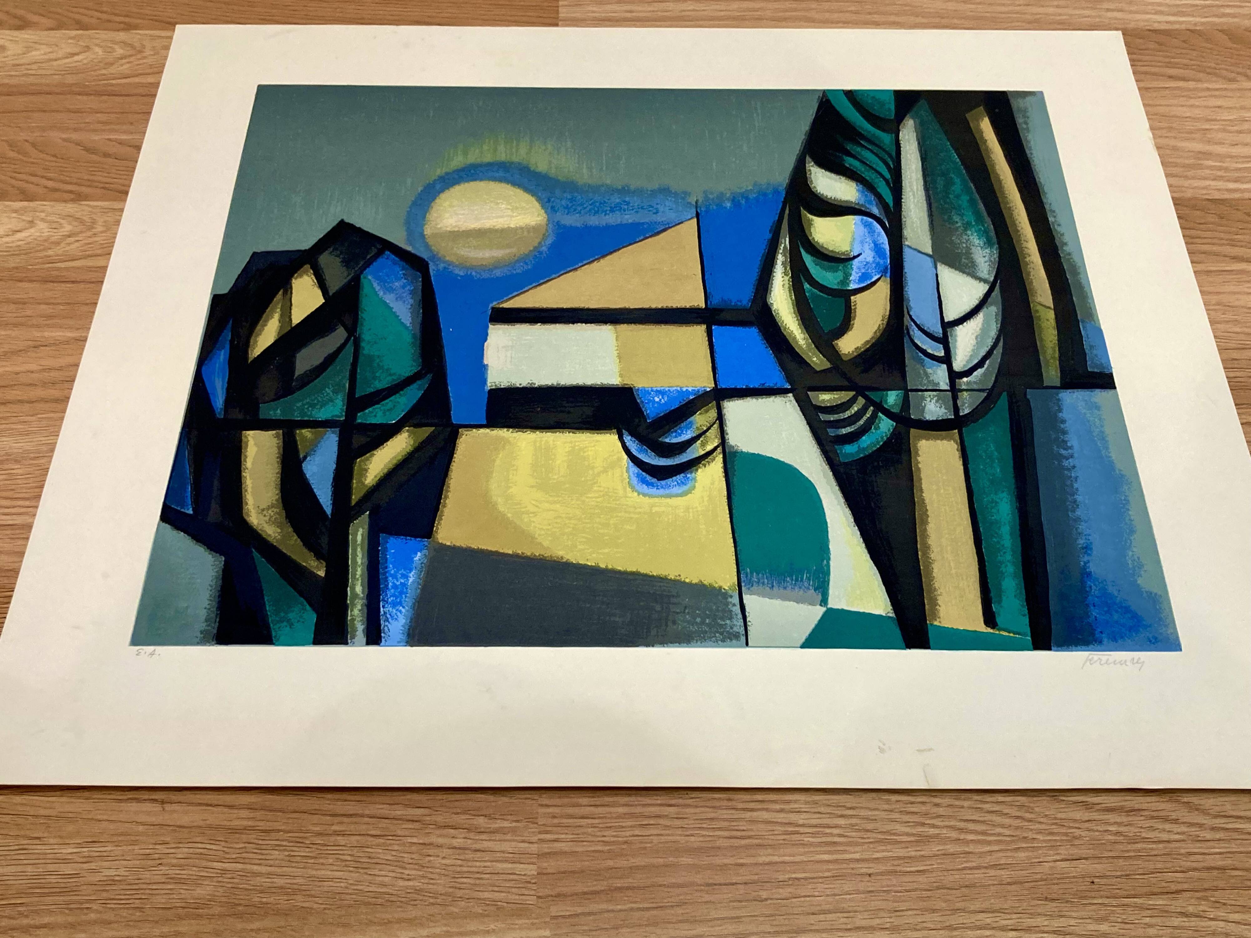 Lithograph signed "Albert Ferenz" Design 1950.