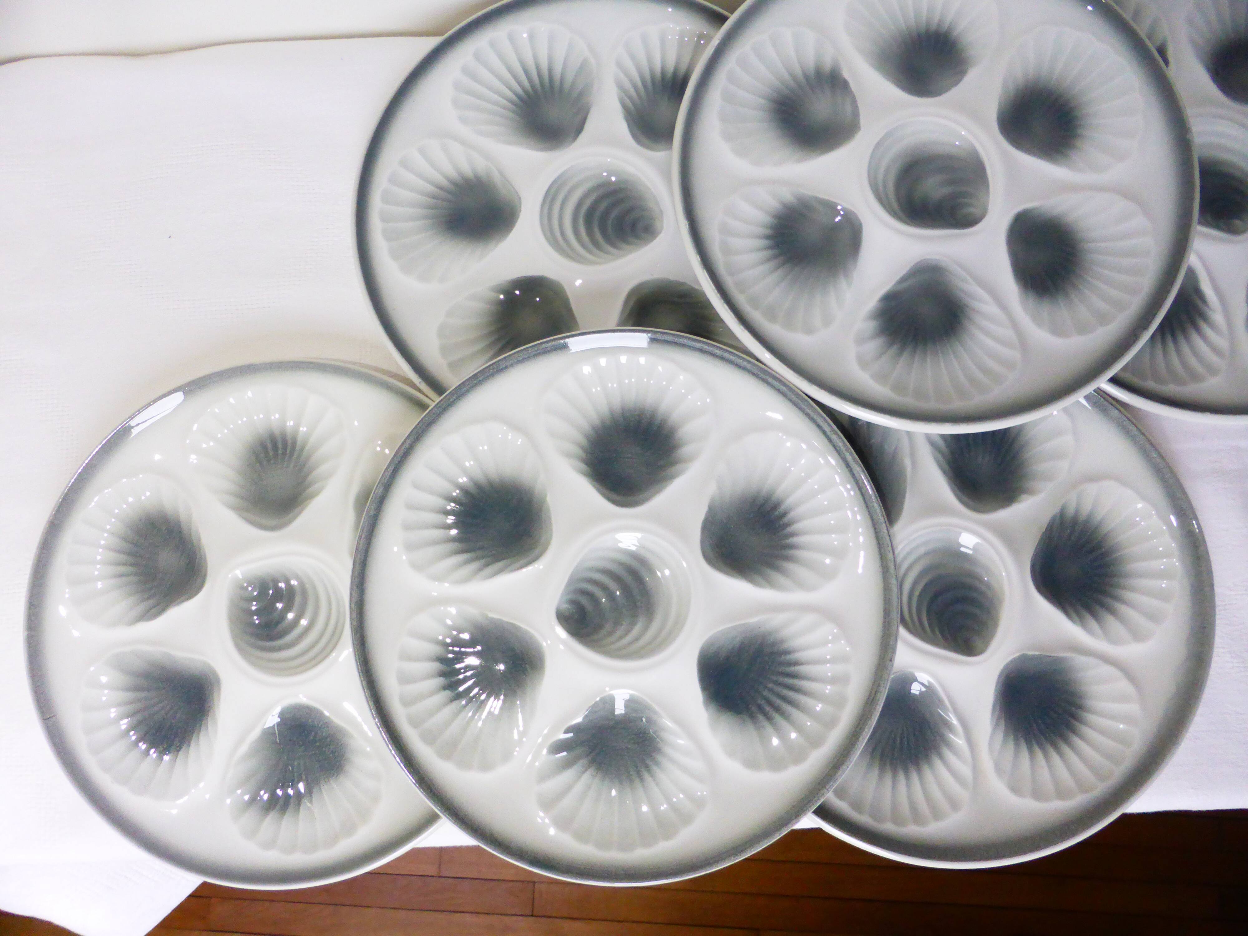 6 vintage oyster plates from Moulin des Loups and Orchies