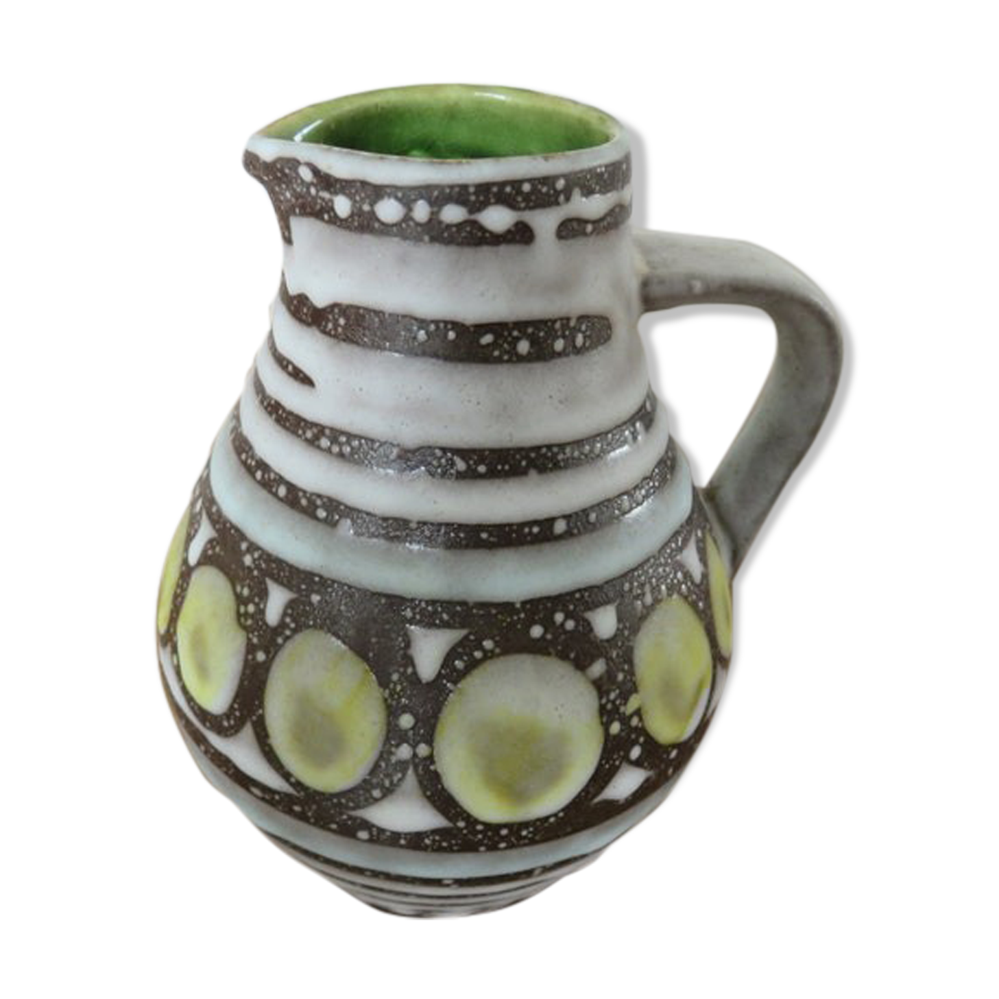 Green and grey ceramic pitcher 60s