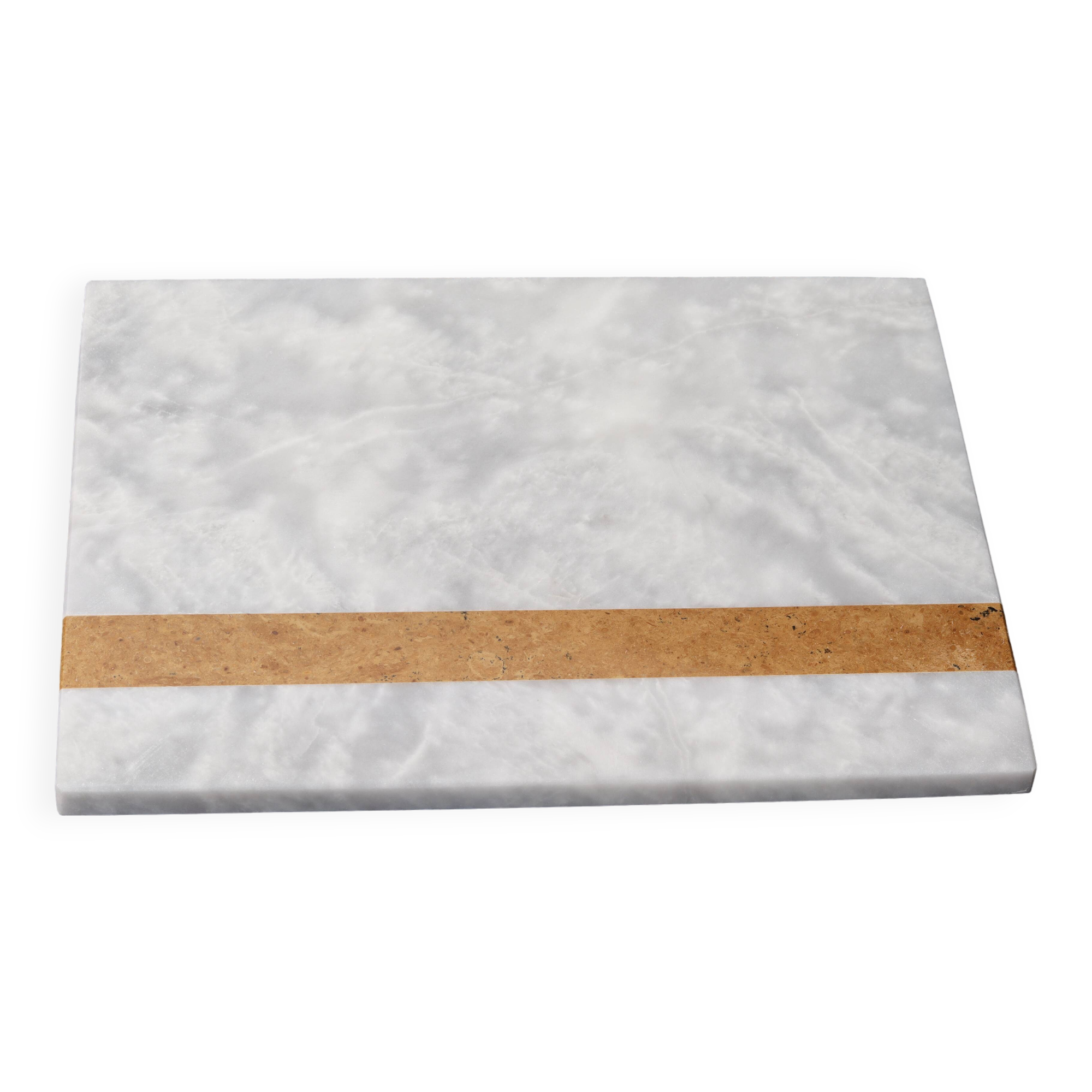 Salvatore – Rectangular serving tray in natural white marble
