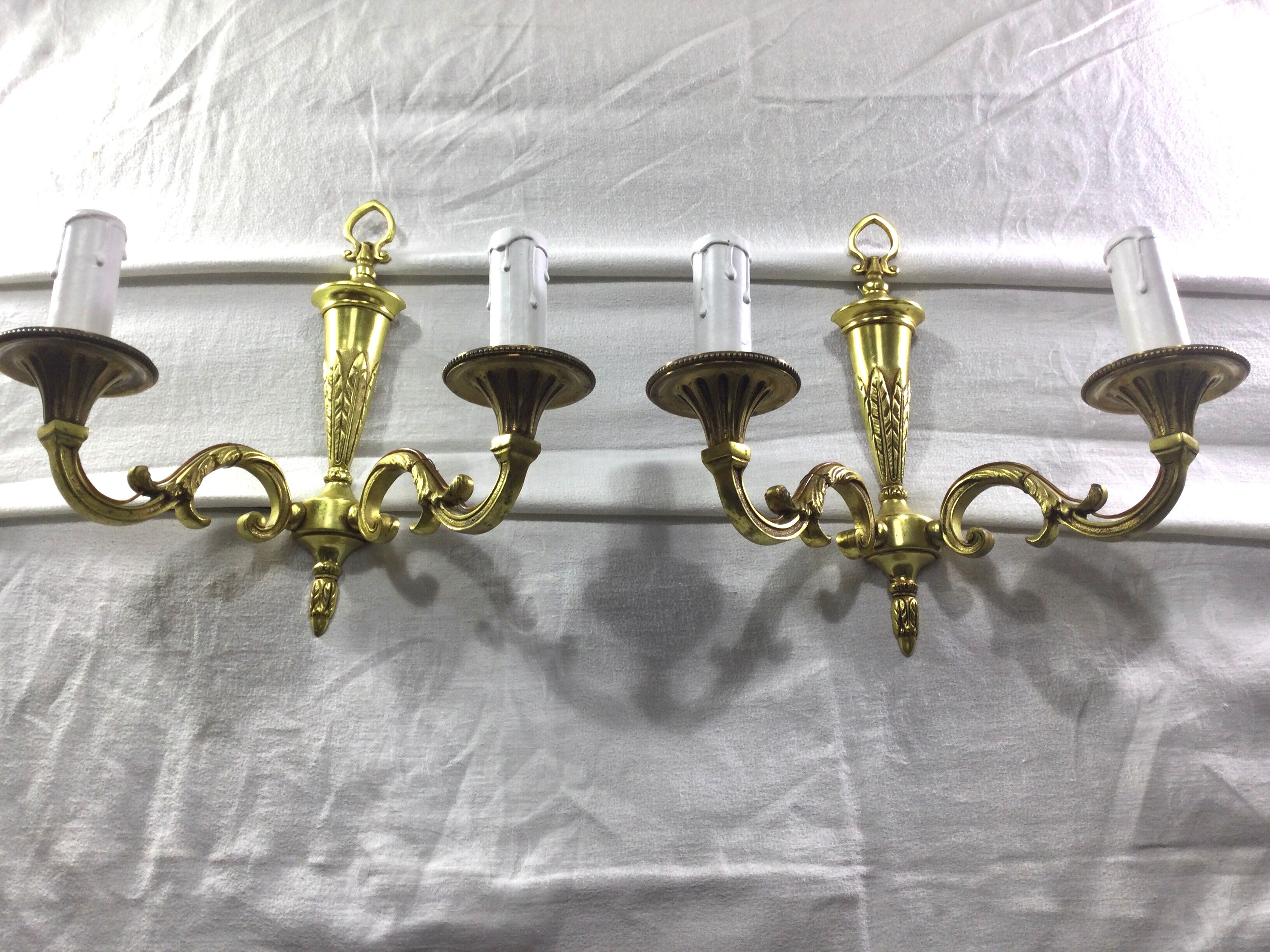 Pair of bronze wall lamps 2 lights