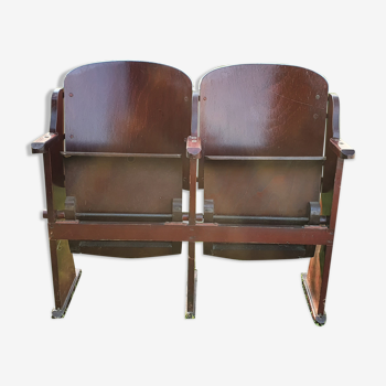 Double curved wooden theatre seats. 1940.