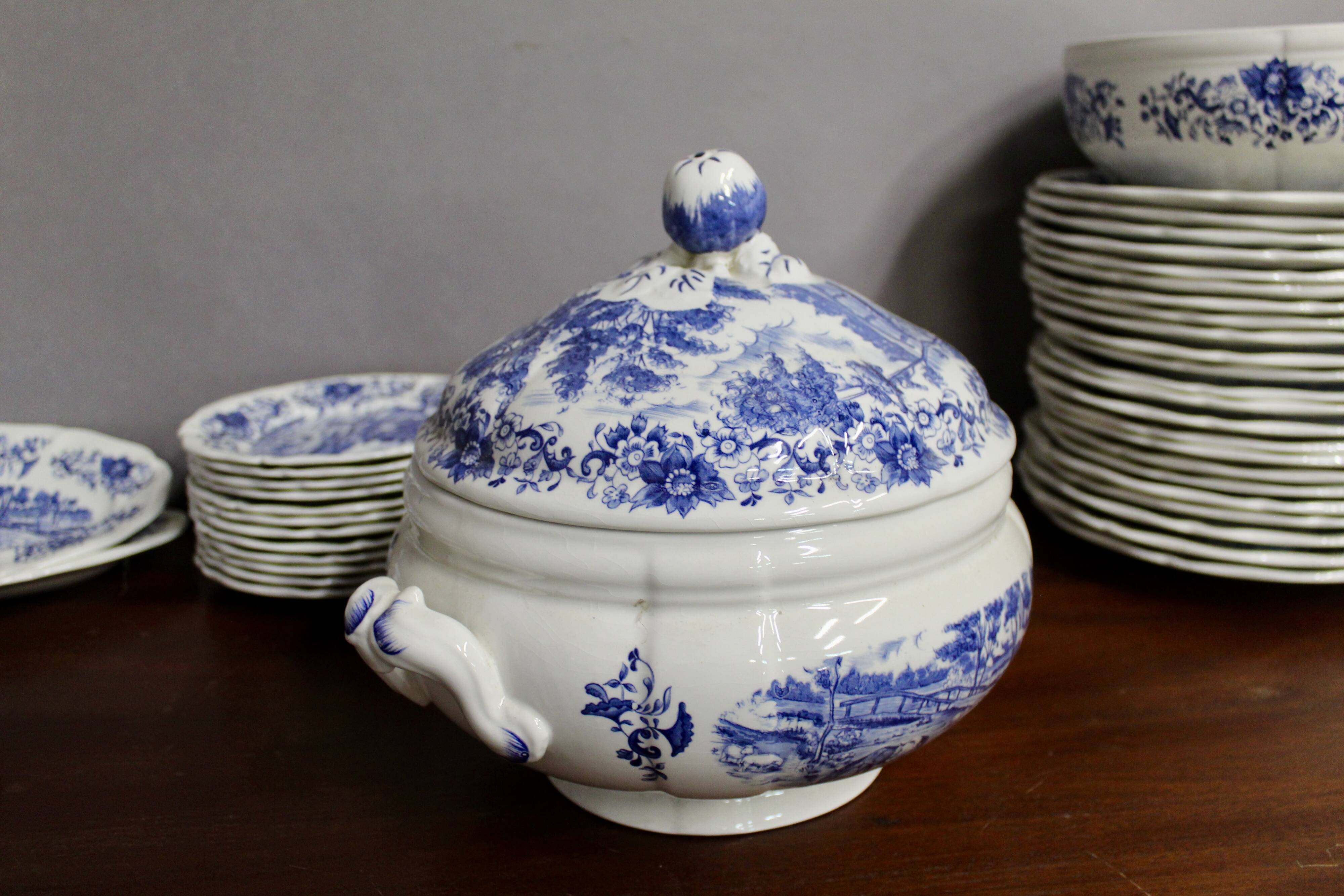 Derby Sarregemines 52-Piece Dinnerware Set, Deep Blue