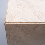 Square Travertine Cube on Wheels