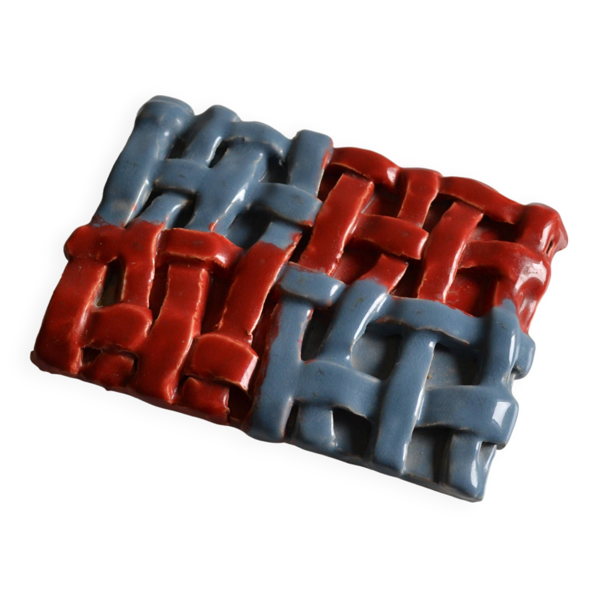 Vintage 1970 woven ceramic rest or trivet