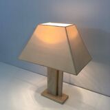 Travertine and brass lamp with original lampshades