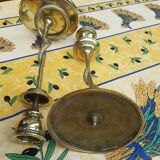 Pair of bronze candlesticks depicting a snake