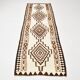 Tapis Kilim marron et crème 3x8, 86x252 cm