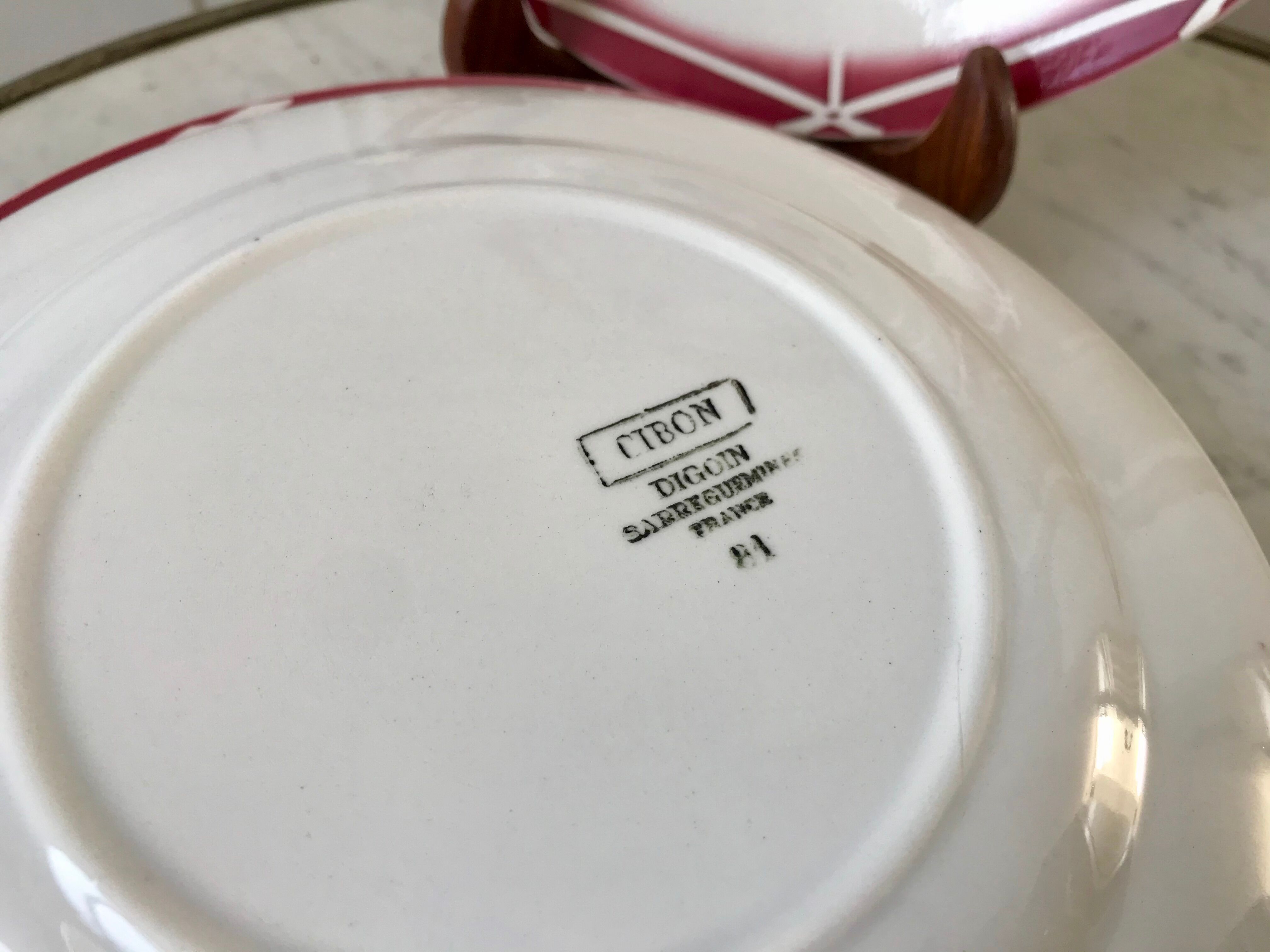 set of 6 dessert plates Digoin Sarreguemines model Cibon years 30-40