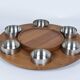 Turntable for fondue with its bowls. Lazy Susan Stelton